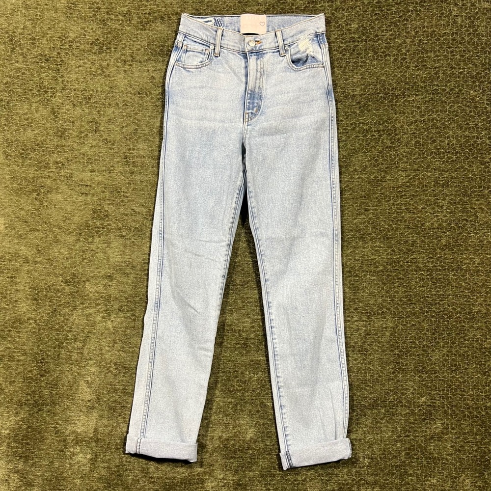Revice Denim Jeans Womens 27 Light Blue Distressed Straight Leg High Rise